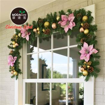 摩達客9尺/270cm聖誕裝飾樹藤條_浪漫紫金系-免組裝/可彎曲調整_可掛門邊/窗邊/牆沿_本島免運費