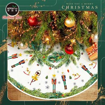 摩達客胡桃鉗圓舞曲白綠16號聖誕樹裙90cm_聖誕樹裝飾底墊