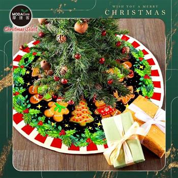 摩達客耶誕薑餅人017號短毛絨印花聖誕樹裙90cm_聖誕樹裝飾底墊