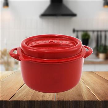 日本製鑄鐵鍋造型可微波保鮮盒-圓形-550ml-3入