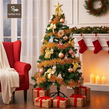 心可樂活-4尺120cm小美好套裝聖誕樹+優雅香檳金木質彩繪系飾品組(不含燈)