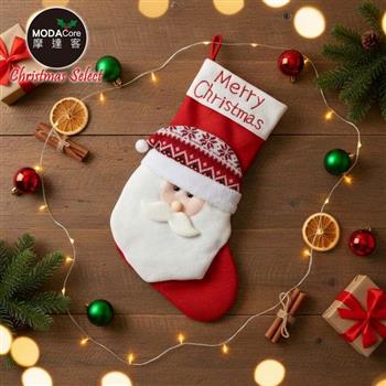摩達客-溫暖紅白紋聖誕襪-聖誕老公款-耶誕派對交換禮物