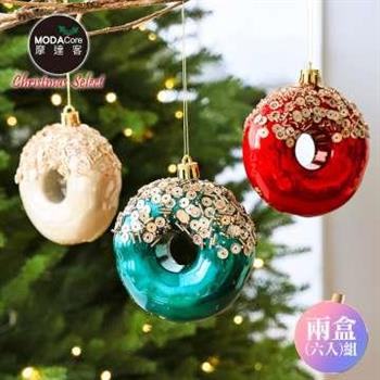 摩達客-可口繽紛三色甜甜圈聖誕吊飾-3色各2共6入組-交換禮物耶誕派對佈置