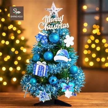 心可樂活-2尺60cm小美好套裝聖誕樹+1號藍雪禮物夢彩繪木片飾品組_不含燈款