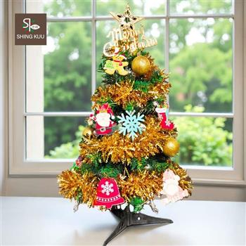 心可樂活-2尺60cm小美好套裝聖誕樹+6號薑餅人雪花彩繪木片飾品組_不含燈款