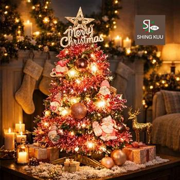 心可樂活-2尺60cm小美好套裝聖誕樹+2號夢幻粉紅聖誕老人彩繪木片飾品組+LED暖白光20燈雪花燈串