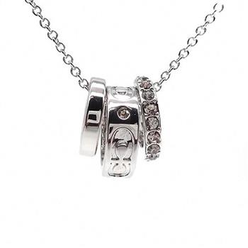 COACH 三環碎鑽項鍊-銀