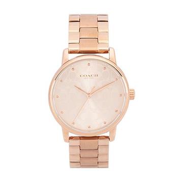 COACH 滿版logo不鏽鋼腕錶-玫瑰金