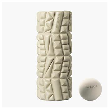 Byzoom Fitness 淺羊絨色按摩球+強化按摩滾筒 [組合