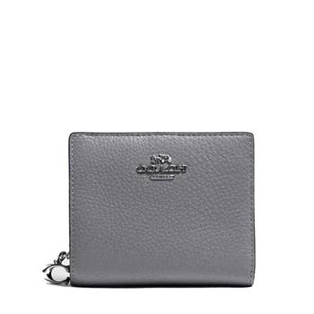 COACH C LOGO拉鍊素色短夾-岩石灰