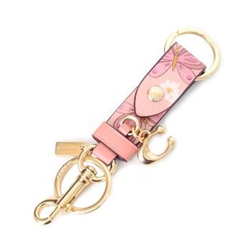 COACH 印花鑰匙圈/吊飾-粉紅蝴蝶