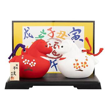 【日本 昭峰窯】 瀨戶燒 紅白馬土鈴擺飾 干支 擺飾 馬年擺飾 緣起物 招福擺飾 招財擺飾 日本擺飾