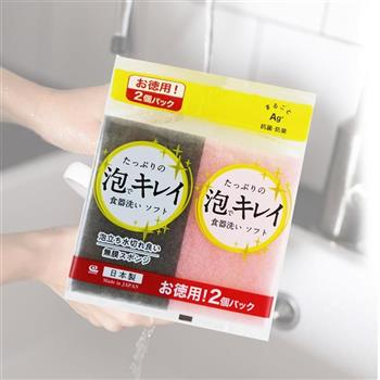 日本製WAISE抗菌廚房易起泡海綿-2入x12組