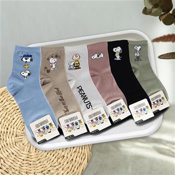 史努比少女襪-22~26cm-6雙入
