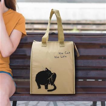 日本進口慵懶貓咪保溫保冷購物袋-駝色-1入