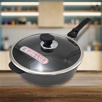 米雅可遠紅外線陶瓷寬底深型不沾平底鍋-26cm-附蓋-1支