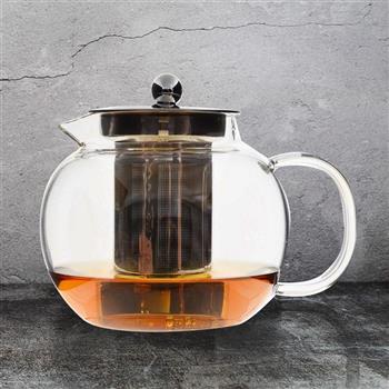 沏茶可直火玻璃濾泡茶壺-950ml-圓形-1入