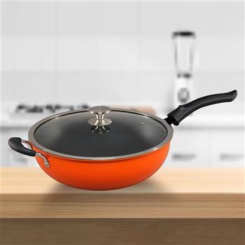 巧藝鍋航鈦備長炭遠紅外線不沾炒鍋-33cm-含蓋-1支