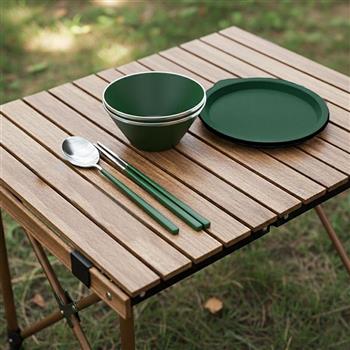 仙德曼雙層304不鏽鋼笠形湯碗-附蓋-20cm-2入+316不鏽鋼餐具組-4套入