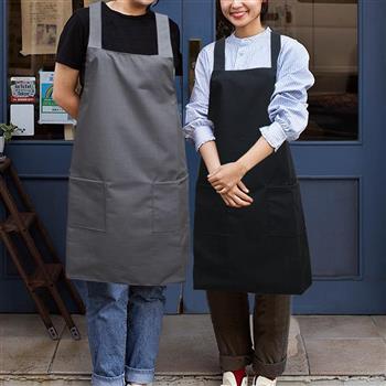 素色防水二口袋圍裙-4件
