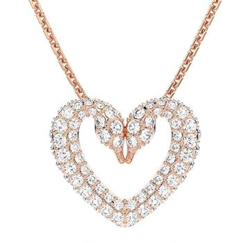 SWAROVSKI 天鵝愛心水鑽項鍊-玫瑰金