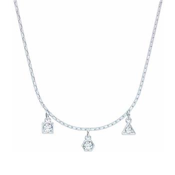 SWAROVSKI 圓形三角正方形鑲鑽墜鍊-銀