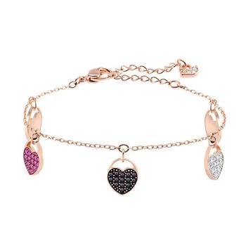 SWAROVSKI 三色鑲鑽愛心手鍊-玫瑰金