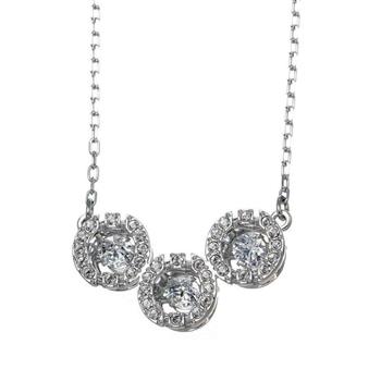 SWAROVSKI 三環耀動鑲鑽項鍊-銀