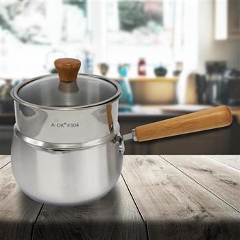 A-OK 316不鏽鋼藍寶石片手鍋-16cm+304不鏽鋼蒸籠層