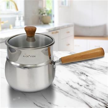 A-OK 316不鏽鋼藍寶石片手鍋-18cmx1+304不鏽鋼蒸籠層x1-1組
