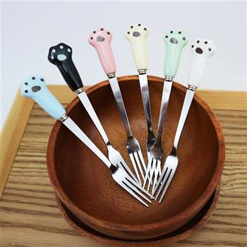 KIYODO瓷柄貓爪水果叉-3入x3組