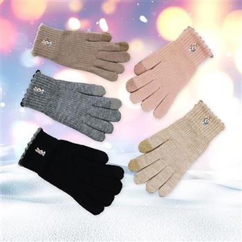 比得兔波浪羅口刺繡成人觸控手套-22cm-GL8633-2雙