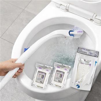 不沾手拋棄棉馬桶刷組-薰衣草x1組+馬桶刷拋棄棉-12片裝x2組
