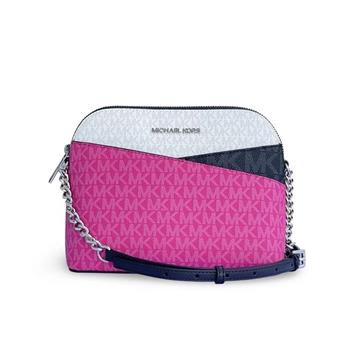 MICHAEL KORS 三色拼接鍊條貝殼包-桃白灰