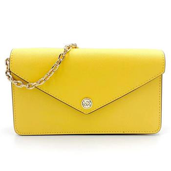 MICHAEL KORS 素色防刮皮革手機卡片鍊條包-黃