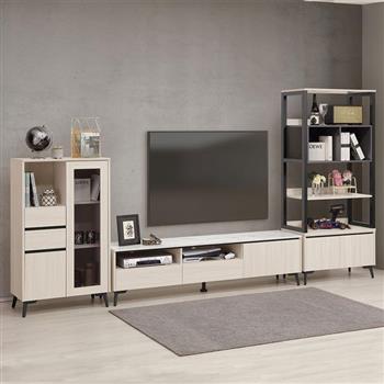 喜家居客廳視聽三件組(半高櫃+電視櫃+高櫃)(2542)