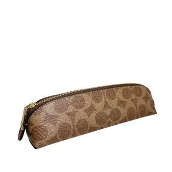 COACH 滿版LOGO筆袋-卡其駝
