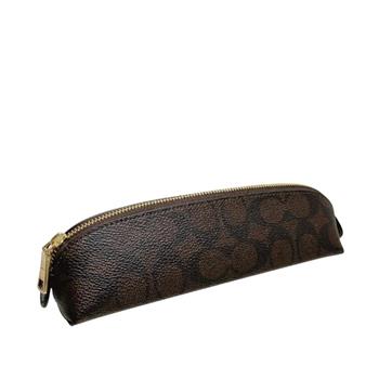 COACH 滿版LOGO筆袋-咖啡黑
