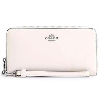 COACH 皮革素面長夾-白色