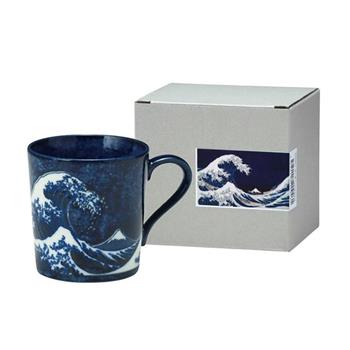 【日本 美濃燒】 富士山 海浪 深藍色 馬克杯 330ml 茶杯 杯子 水杯 咖啡杯