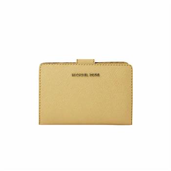 Michael Kors 防刮皮革釦式素面中夾-鵝黃