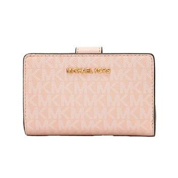 Michael Kors 防刮皮革釦式滿版中夾-粉紅