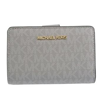 Michael Kors 防刮皮革釦式滿版中夾-灰