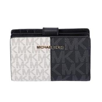 Michael Kors 防刮皮革釦式滿版中夾-黑白雙色