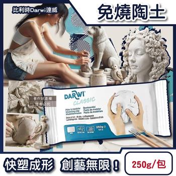 比利時Darwi達威-易塑形強附著防縮約24hr乾燥免燒陶土250g/包-白色(藍標)(免烘烤風乾硬化造型黏土/多用途模型雕刻泥/人偶公仔泥塑手工藝)