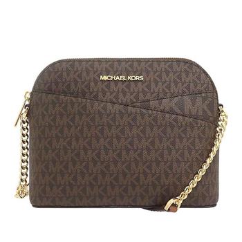MICHAEL KORS 滿版LOGO貝殼造型PVC斜背包-咖啡色