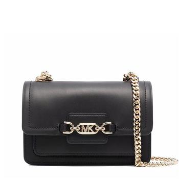 MICHAEL KORS 皮革金屬LOGO金鍊斜背包-黑色