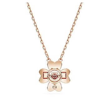 SWAROVSKI 施華洛世奇 幸運草玫瑰金白色墜鍊