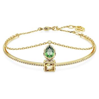 SWAROVSKI 施華洛世奇 金色雙環綠水晶手鐲