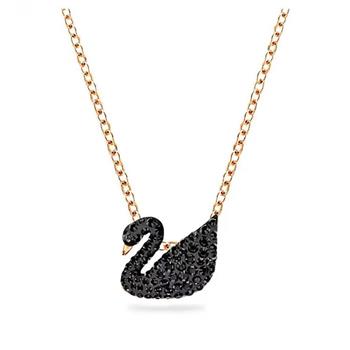 SWAROVSKI 施華洛世奇 黑天鵝玫瑰金墜鍊